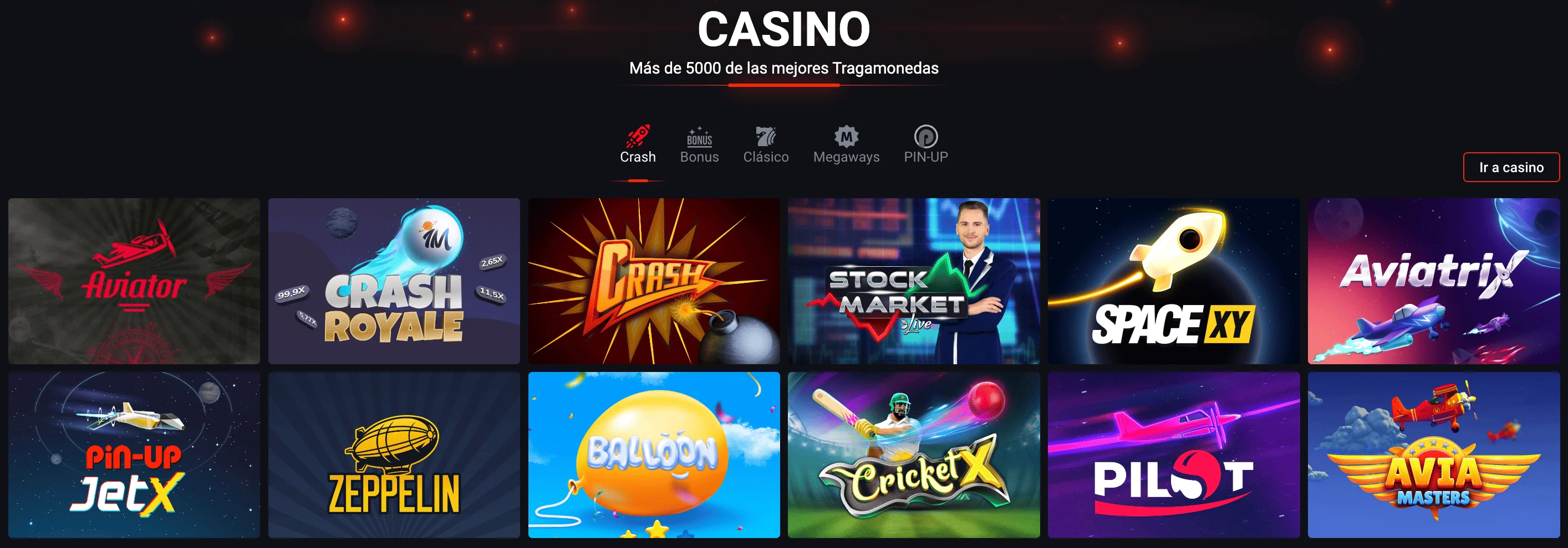 juegos en Casino Pin Up